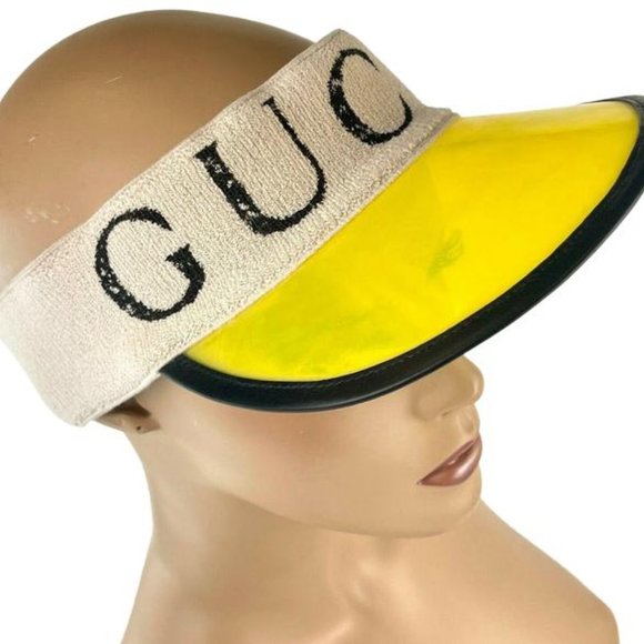 Gucci Yellow Vinyl Visor with Banded Handband NEW W TAGS AND GUCCI DUST BAG - Picture 1 of 3